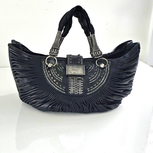 Dior Plissé Black Tote Bag with Silver Accents - Picture 1 of 16